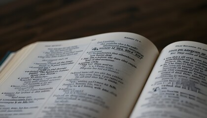 Close-Up Shot of an Open Bible with Soft Blurred Background Faith Spiritual Reading Concept