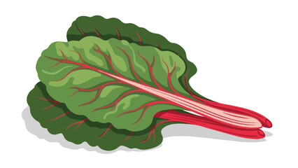 A captivating illustration of fresh, vibrant swiss chard leaves, showcasing their rich green foliage and striking red stalks, perfect for health and