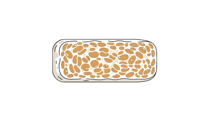 Simple illustration of a rectangular tempeh block, highlighting its natural texture of fermented soybeans, an ideal plant-based protein for