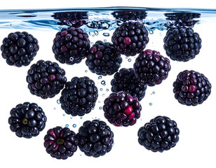Floating Wild Blackberry Fruits PNG Transparent Background 