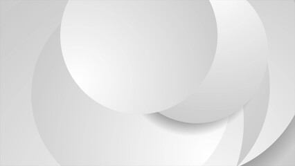 White grey geometric tech background with minimal paper circles