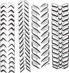 Pencil of four different textured patterns lines abstract