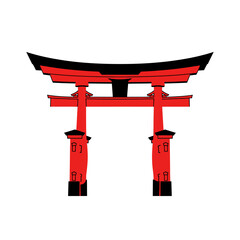 An illustration of a traditional Japanese Torii gate with red pillars and a black roof, symbolizing the transition from mundane to sacred space.