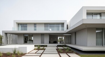Fototapeta premium Modern luxury home with sleek design and spacious balcony