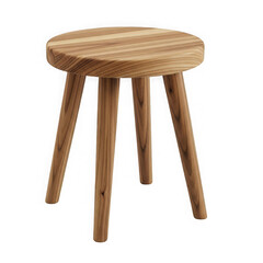 Handcrafted wooden stool isolated on white background