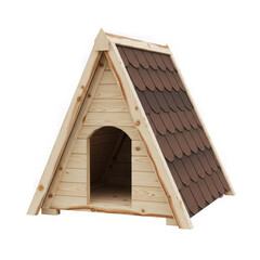 Cozy wooden dog house isolated on white background