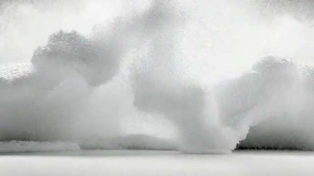 Snow formation melting on a white background