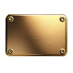 Polished rectangular gold metal plate with transparent background