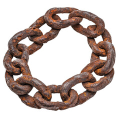 Fototapeta premium Rusty chain links with transparent background 
