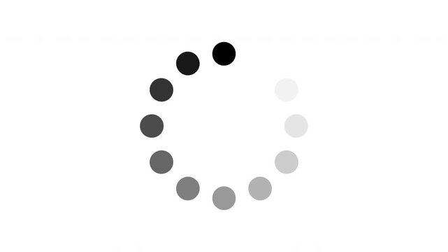 A blinking loading icon with multiple circles, displayed in sequence on white, black, and transparent backgrounds.