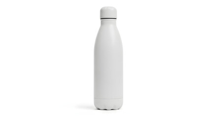 A sleek white insulated water bottle standing upright on a clean white background, perfect for hydration and daily use.