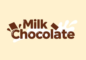 Milk Chocolate Illustration Featuring Chocolate Bars and Splashes on a Light Background from a Front Viewpoint