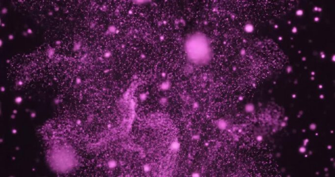 Purple particles in space animation.