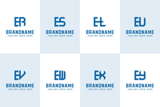 Letters ER ES ET EU EV EW EX EY Monogram Logo, for RE SE TE UE VE WE XE YE initials
