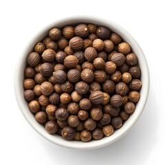 Fototapeta premium Organic Indonesian Mace Seeds on White Solid Background, Exotic Aromatic Spice with Warm Sweet Fragrance, Perfect for Baking, Gourmet Cooking, Vegan Recipes, and Natural Culinary Wellness