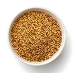 Close-Up of Organic Chinese Mustard Seeds on White Solid Background, Aromatic Asian Spice with Bold Flavor, Perfect for Traditional Cooking, Pickling, Vegan Recipes, and Natural Culinary Wellness