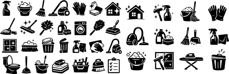 House Cleaning icon collection set. Editable stroke.
