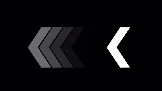 Abstract White and Gray 
Arrows Moving Left on an Alpha Channel Loop.