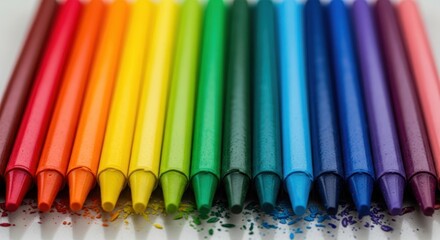 Row of colorful drawing tools arranged to display the spectrum of visible light.