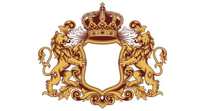 Golden Crest with Crown and Lions.