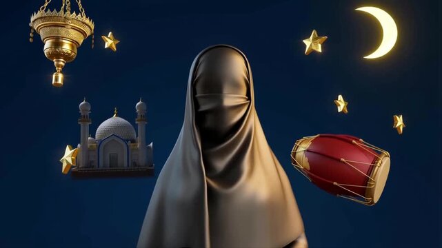 mosque in the night and background ramadhan mubarok happy ied for Moeslim