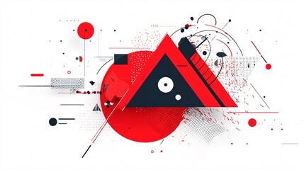 Obraz premium Abstract geometric shapes floating silently, surreal calm illustration, copy space