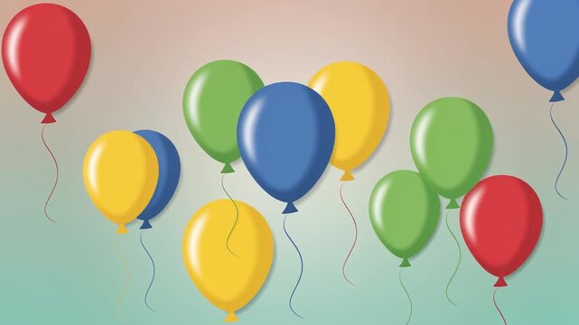 Multicolored balloons floating freely in cheerful festive vector style animation
