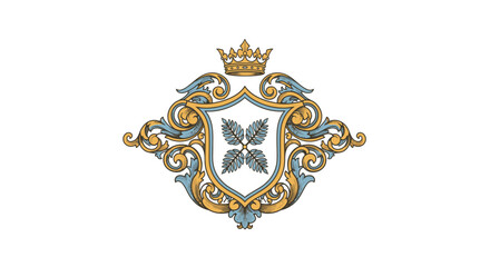 Ornate Crest with Shield and Crown. © Restu
