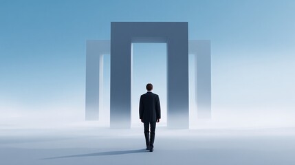 Obraz premium Surreal abstract composition emphasizing pause and silence, copy space