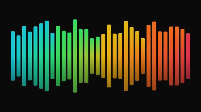 Vibrant Multicolor Sound Wave Pattern on Black Background. Reggae Sound Wave.
