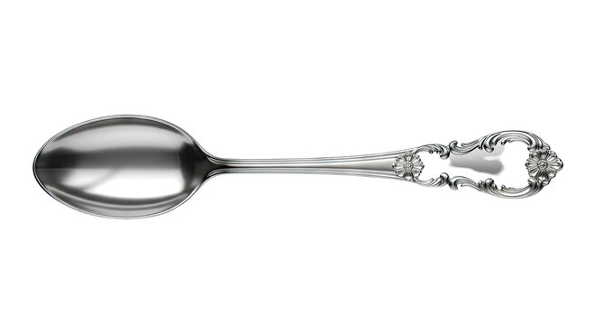 Ornate Silver Spoon with Floral Design
