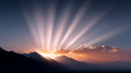 Sun setting behind mountains creates feeling of peace