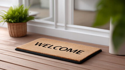 Welcome mat at door, feels so inviting and warm into home