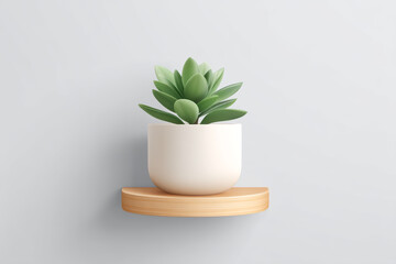 Small plant on shelf radiates peaceful vibe