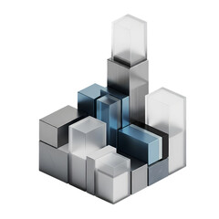 Obraz premium Abstract Stacked Geometric Blocks Crystal Metal Design