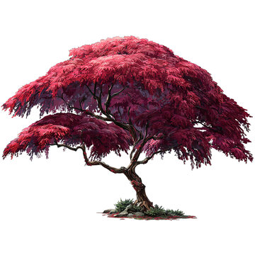 Decorative pink fantasy tree isolated on white background