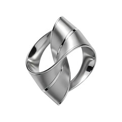 Elegant Silver Metallic Intertwined Abstract Geometric Shape on White