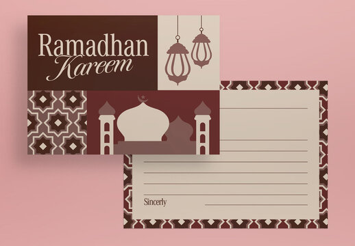 Brown And Beige Modern Ramadhan Kareem Greeting Card