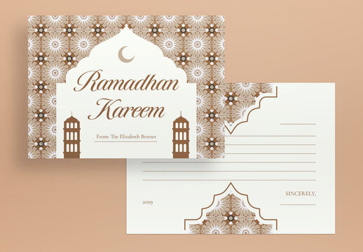 Cream And White Folk Ramadhan Greeting Card