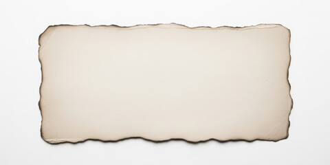 Paper edge burnt brown old with grunge torn ancient papyrus textured background for vintage design and creative message space on white table surface