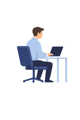 Professional Working on Laptop Sitting in Office Chair Vector