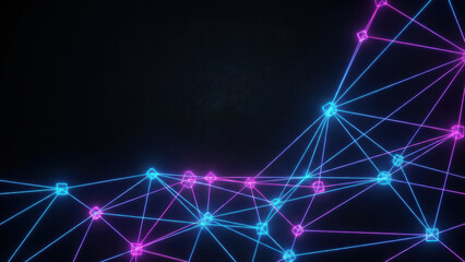 Obraz premium Glowing Network Futuristic Tech Connection with Abstract Neon Lines and Geometric Shapes