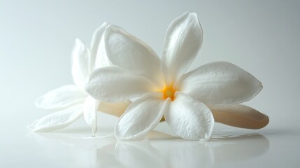 white jasmines on the white floor.