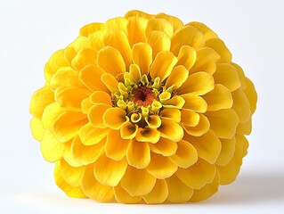A yellow zinnia flower round shape vivid.