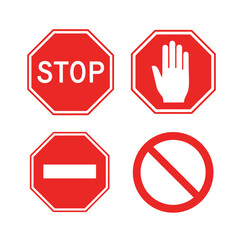 Stop and Prohibition Signs Icons Set &ndash; Warning Restriction Safety Symbols