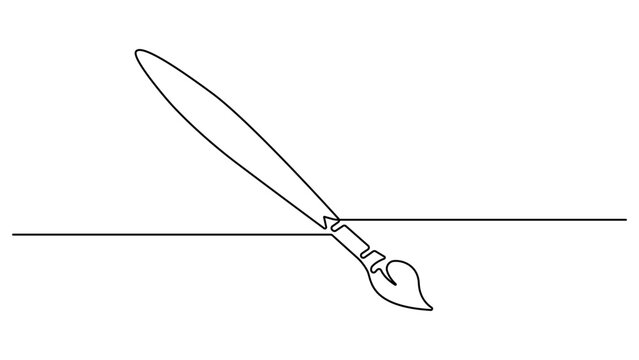 Paint brush in one continuous line art illustration, Single line art paint brush. Continuous line drawing of a paintbrush creating a flowing. wavy stroke, symbolizing creativity. Vector illustration