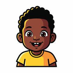 Obraz premium A cartoon boy with dark skin and curly hair