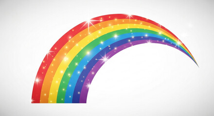 Obraz premium Vibrant rainbow with sparkles on white background symbolizing hope and diversity in a colorful illustration