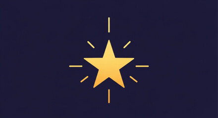Obraz premium Golden star symbol with radiant lines on dark blue background representing excellence and achievement