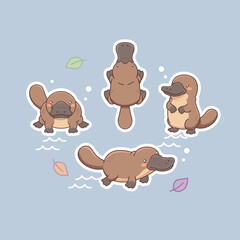Cute Platypus sticker illustration